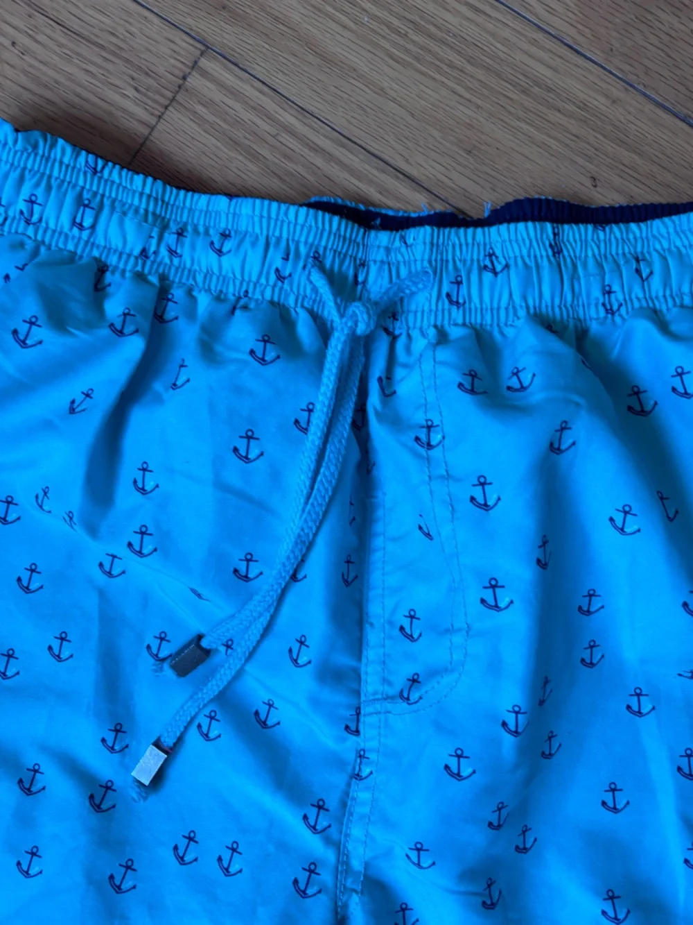 Exist Men's Aqua Swim Trunks with Navy Anchor Print